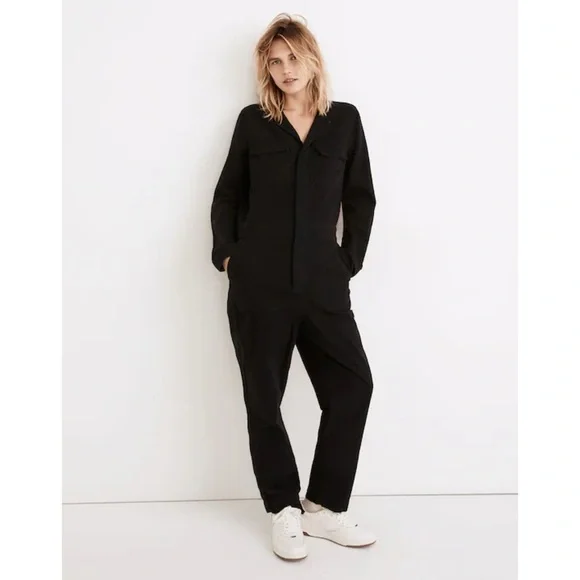 Madewell Signature Coverall Jumpsuit 100% Cotton Denim in Black - Picture 2 of 11